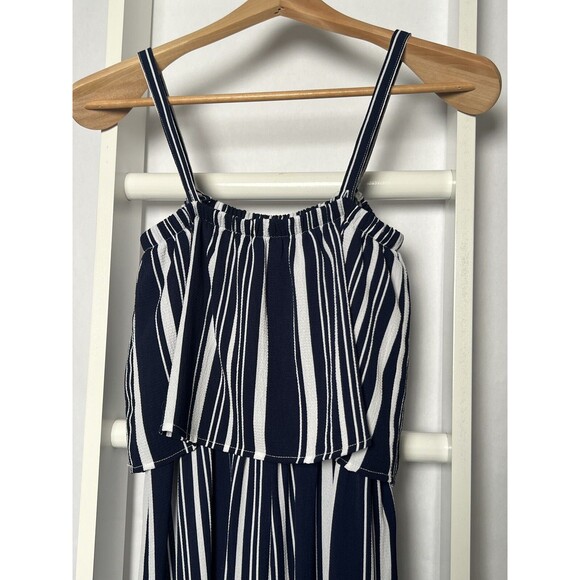 Jumpsuit Womens S Navy White Stripe Elastic Waist Easy Flattering Fit & Care - Picture 8 of 15